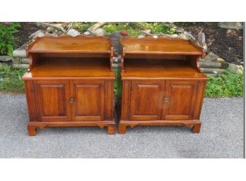 Matching Pair Colonial Style Mid-Century Night Stands Walnut Finish - Dutchess County 1959