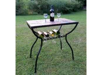 Colorful Slate Tile Top Patio Bar Or Serving Table / Buffet - Wine & Dine