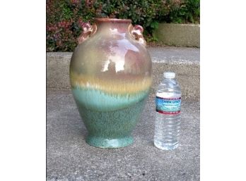 Attractive Earth Tones To Teals Art Pottery Vase 12.5' Tall - Great Decorator Piece