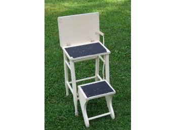 Fold Out Painted Wooden Step Stool Seat