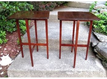 Matching Pair Of Somewhat Miniature Pembroke Drop Leaf Mini-Tables - Plant Stands - End Tables?