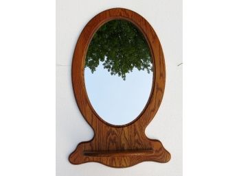 Oak Oval Wall Mirror With Shelf