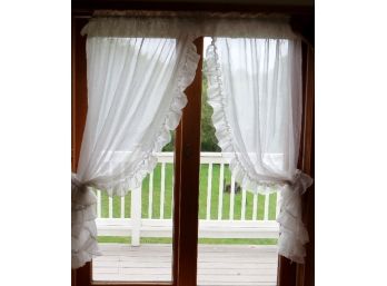 Sheer Priscilla Crisscross Curtains With Attached Valence And Tiebacks -  4 Pair