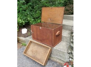 Vintage Carpenter's Tool Chest Hand Built, Sturdy, Good Storage, Wood Box, Or For Old Tools