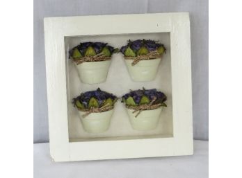 Vintage Shabby Chic Wooden Shadowbox With  Flowers