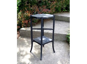 Vintage Black Painted Wooden Octagonal Table/ Plant Stand