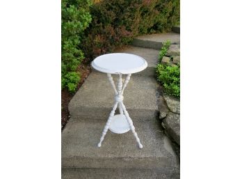Victorian Walnut Tripod Base Plant Stand Shabby Chic'd In White