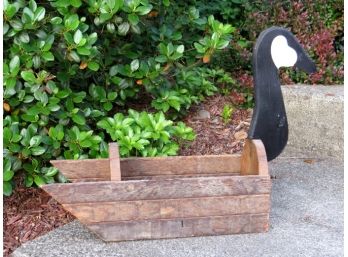 Hand Crafted Rustic Wooden Canadian Goose Planter Bob