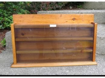 Free Standing, Or Hanging, Pine 3 Shelf Display Case W/removeable Plexiglass Cover