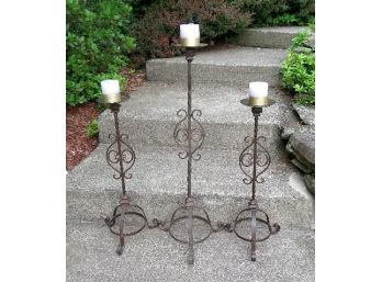 Wrought Iron Standing Candle Holder/Pillars - Set Of 3 - Bubble Bath Time!