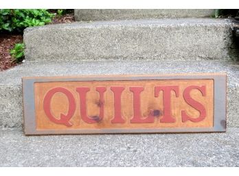 Vintage Wooden ' Quilts' Sign