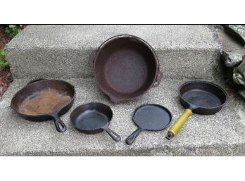 Vintage Cast Iron Pan & Dutch Oven Pot Lot - 5 Pcs - Nice Stuff