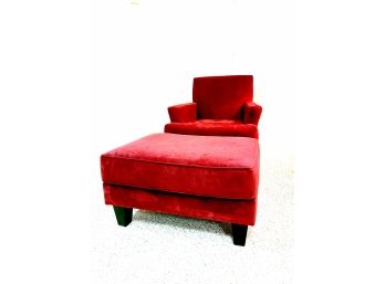 Red Micro-plush Arm Chair With Ottoman