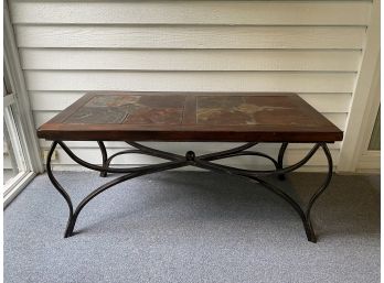 Slate Top Wooden And Steel Base Coffee Table - Wayside Furniture