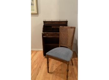 Mt Airy Cylinder Top Writing Desk With Cane Back Chair