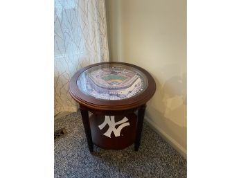Single Drawer NY Yankee Glass Top Table