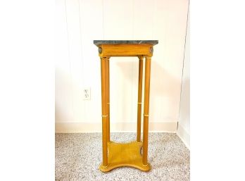 Green Marble Top With Wooden Base Accent Table