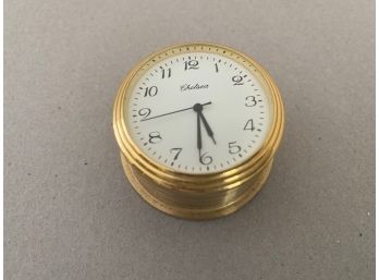 Vintage Chelsea Brass Encased Desk Clock With Arabic Numerals