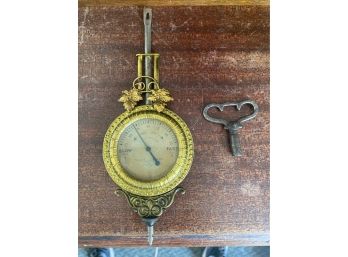 Rare Vintage Ansonia Clock Co. Vatican Era Gold Gilt Pendulum With Winding Key