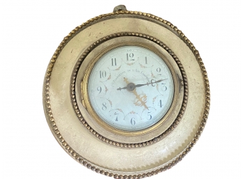 Vintage French Provincial Gold Gilt Decorative Wall Clock With Arabic Numerals And Beaded Trim