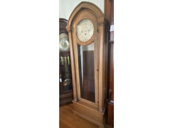 Vintage Decorative Floor Standing Glass Front Tall 'Grandfather' Clock With Rose Copper Numerals