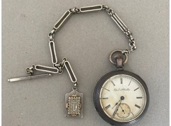 Gorgeous Early Antique Elgin Silver Leader Coin / Hunter Case Pocket Watch With Anchor Toggle Tag