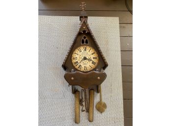 Vintage New England Clock Cathedral Pendulum Chime Wall Clock With Weighted Tubes