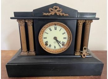 Rare Vintage Ansonia Clock Co. Vatican Era Cast Iron Mantle Clock
