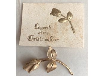 'Legend Of The ChristmasRose' Pin, Gold Tone, By Giovanni LONGCRAFT
