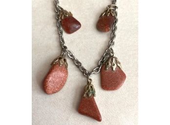 Unusual Necklace With Stones That Appear To Have Flecks Of Gold