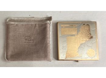 Vintage MAP OF NEW ENGLAND Powder Case By 'WADSWORTH' With P{rotective Pouch
