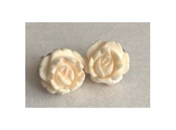 'CELLINI'  12 KT G.F. Pierced Earrings, White Roses
