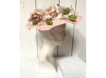 Fantastix Vintage Hat Of Flowers, Wide Brim, Perfect For Summer