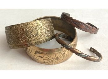 FOUR Cuffs & Bangles, Copper & Brass