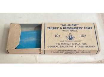 Vintage Box With Contents 'aLL-IN-ONE' TAILORS &dRESSMAKERS CHALK