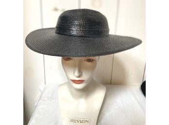 Vintage ADOLPHO  II Wide Brim Black Hat, New York-Paris