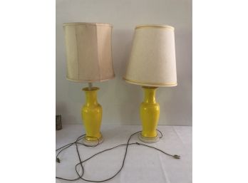 36' Pair Of Sunshine Yellow Table Lamps