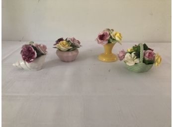4 Floral China Figurines