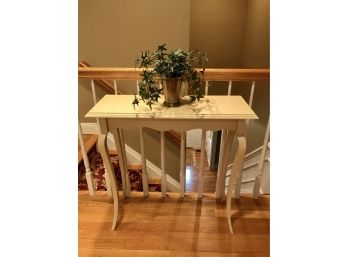 Crackle Top Accent Table With Faux Ivy Plant