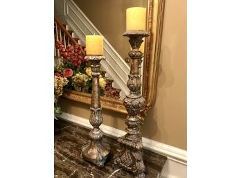 Pair Of Large ETHAN ALLEN Candle Holders #1 Retail $ 300