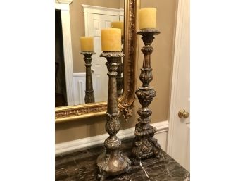 Pair Of Large ETHAN ALLEN Candle Holders #2 Retail $ 300