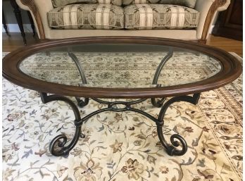 ETHAN ALLEN Cast Iron Base Oval Coffee Table Retail $700