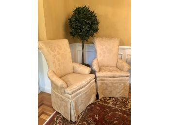 Pair Of Custom Upholstered ETHAN ALLEN Ashley Arm Chairs Retail Almost $ 2,000
