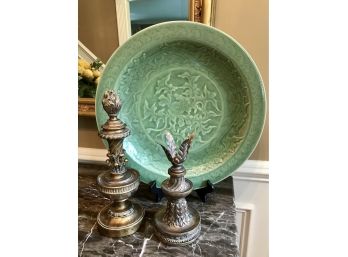 ETHAN ALLEN Decorative Plate And Statues