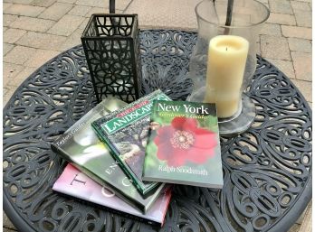Informative Landscaping Books And Candle Holders