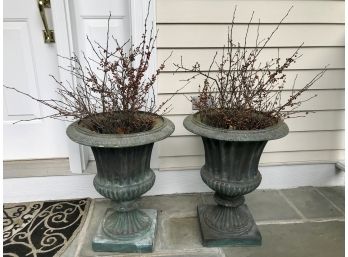 Pair Of Fiberglass Trophy Style Urn Planters
