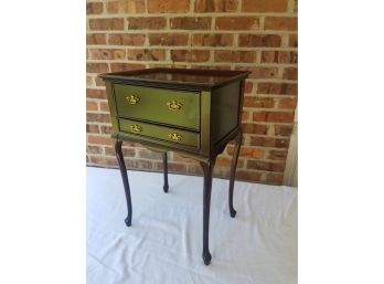 Jewelry Box Side Table With 2 Lined And Sectioned Drawers