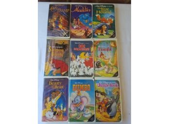 Classic Disney Movie VHS Clamshell Cases 9 Tape LOT