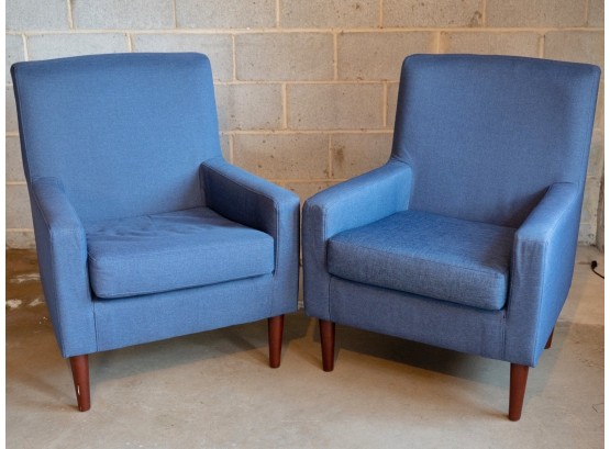 Pair Of Matching Blue Arm Chairs   B