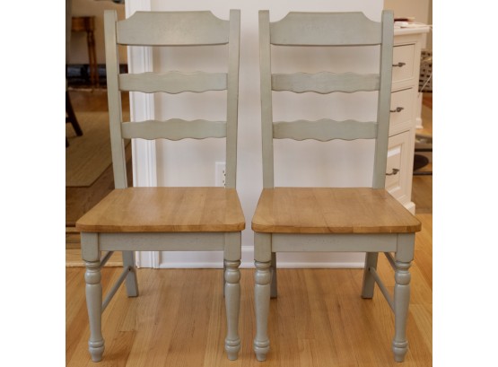 Two Ladder Back Dining Chairs  A